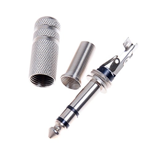HTTX 1/4" 6.35mm Stereo Male Connector with Spring Strain Relief Plug Coax Audio Mic Solder Adapter (5-PACK) - Thumbnail 3