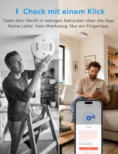 Meross Matte Smoke Detector Connected with MSH450 Hub, Smart Fire Alarm with App Alarm, Red LED Escape Light, WiFi Smoke Alarm with Apple Home, Alexa, Home Assistant, EN14604 Compliant, Set of 6