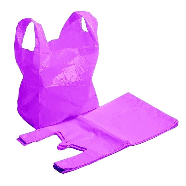 AMD Nexus Plastic Carrier Bags - Heavy Duty Vest Bags, Large (11 x 17 x 21) - Pack of 75 (Purple)