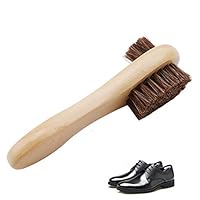 Runfon Useful Shoe Brush Horse Hair Double-Sided Long-Handled Shoe Brush Polishing Shoe Polish Shoe Brush Scrub Hair Brush