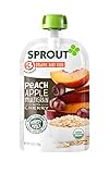 Sprout Organic Baby Food Stage 3 Pouches, Peach Apple  Multigrain with Cherry, 4.5 Ounce (Pack of 5)