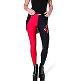 Ensasa Black Red Poker Digital Print Fashion Spandex Strechy Legging, Black Red Medium