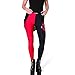 Ensasa Black Red Poker Digital Print Fashion Spandex Strechy Legging, Black Red Small