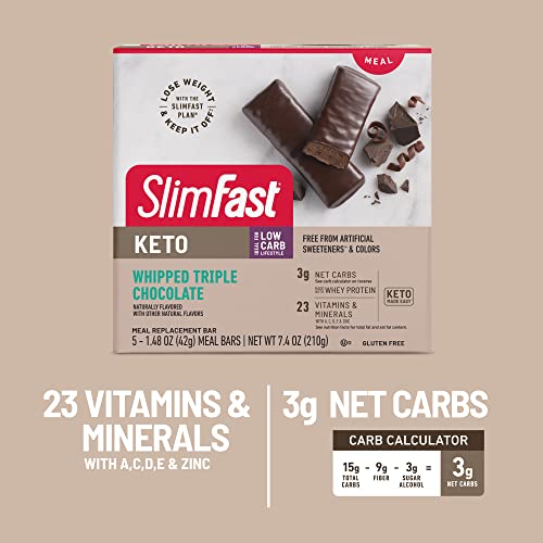 SlimFast Low Carb Meal Replacement Whey Protein Bar, Keto Friendly