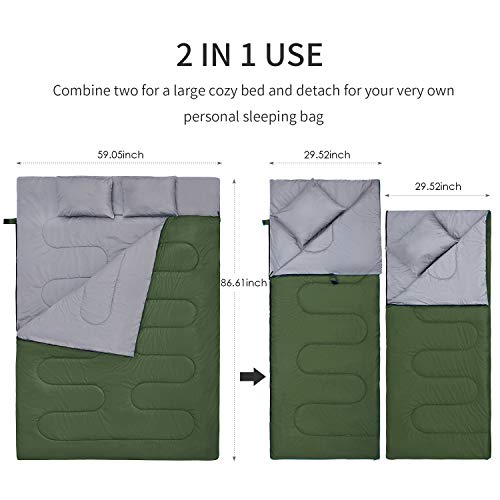 CANWAY Double Sleeping Bag, Lightweight Waterproof 2 Person Sleeping