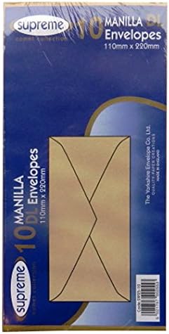 DL Brown Manilla Envelopes - Pack of 10 - Gummed - Size 110mm x 220mm (8.7 X 4.3)