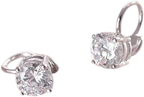 Pair of Sterling Silver Fake Non Piercing Clip on 6mm CZ Cartilage Tragus Earrings (Silver with Clear CZ)