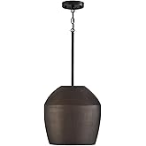 Capital Lighting 354212UR Della Handcrafted Terracotta Pendant Ceiling Light, 1-Light 100 Watt, 14" H x 13" W, Painted Umber 