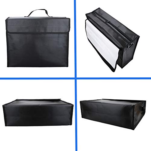 Large Fireproof Bag Anti-Irritation 15 x 12 x 5” Silicone Coated Fire Water Resistant Money Bags XL Size Safe Storage for Money, Documents, Jewelry and Passport