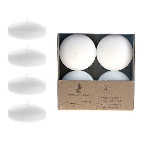 Mega Candles 12 pcs Unscented White Floating Disc Candles 3 Inch Diameter, Home Décor, Wedding Receptions, Baby Showers, Birthdays, Celebrations & Party Favors