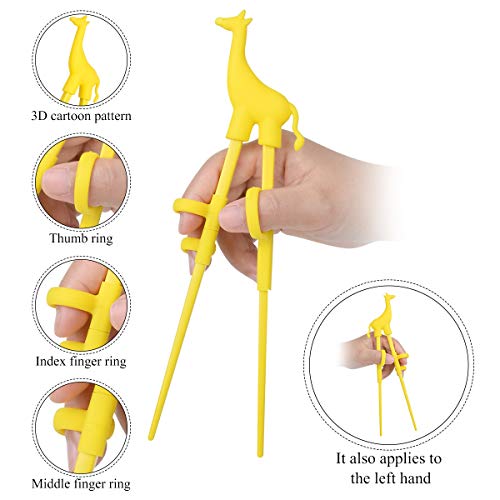 Training Chopsticks,Â 4 Pairs Cute Animal Shape Easy to Use Children's Learning Chopsticks helperÂ With attachable for Right or Left Handed ChildÂ Adults Beginners