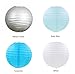 Fonder Mols Tissue Pom Poms Flowers Kit White Blue for Sea Shark Themed Birthday, Boy Baby Shower, Boy Gender Reveal Party Decorations