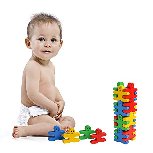 kizh Balance Building Blocks, Wooden Stacking Game Toys Toddler Fine Motor Skill Toy Balance Block Balancing Game Learning Educational Toys for Kids Children Toddlers Preschool Boys and Girls 16 Pcs