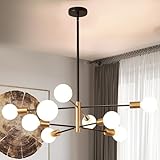 Sheetea 8-Light Sputnik Chandelier, Black and Gold