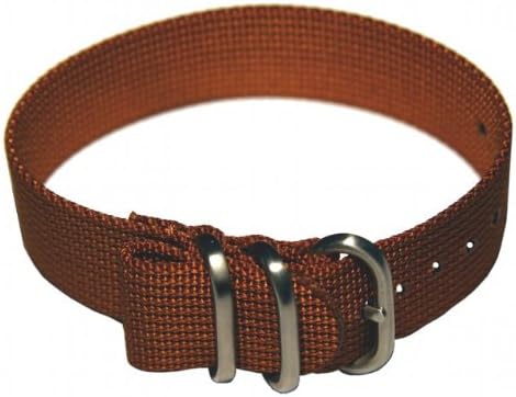 20mm Nylon Watch Band, Tactical Grade Strap, Golden Brown, Stainless Steel Hardware
