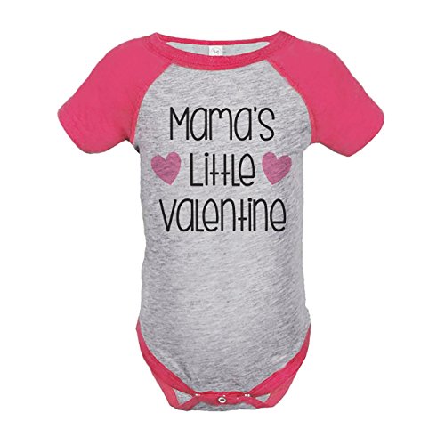 Custom Party Shop Girl's Mama's Little Valentine's Day 12 Months Pink Onepiece