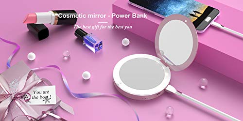 image for Shinngo 3000mAh Portable Charger Mirror Compact Vanity Mirror with Lig