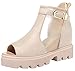 Womens Fashion Wedge Platform Sandal Shoes 4Tagre Peep Toe Back Zipper Buckle Strap Mesh Hidden Sandal(7 B(M) US, Khaki)