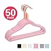 MIZGI Premium Kids Velvet Hangers (Pack of 50) with Copper/Rose Gold Hooks,Space Saving Ultra Thin,Non Slip Baby Hangers for Children's Skirt Dress Pants,Clothes Hangers(Pink)