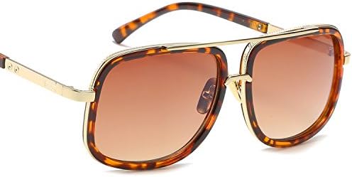 Eyerno Retro Aviator Sunglasses For Men Women Vintage Square Designer Sun Glasses(Havana Brown)