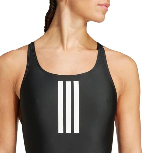 Fato de banho feminino 3 riscas V-Back, preto/branco, 38
