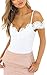 Angashion Women's Spaghetti Strap Floral Lace Jumpsuit Romper Bodysuit,White,US 2/Tag S