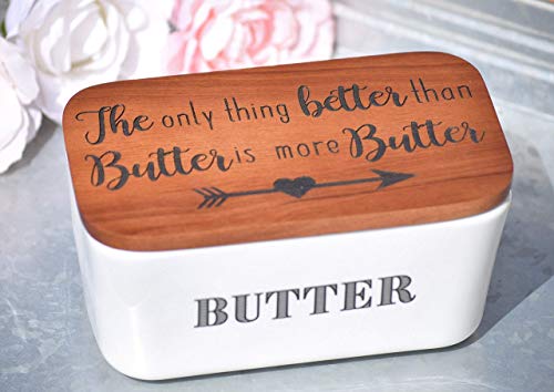 Butter Dish - Farmhouse Kitchen Decor - Funny Butter Dish - Butter Dish With Lid - Covered Butter Dish - Holiday Gifts Porcelain Butter Dish