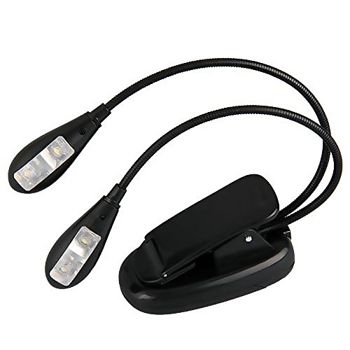 Kretix Flexible 2 Dual Arm Clip On 4 LED Light Lamp for Book Reading Tablet Lamp