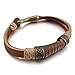 INBLUE Men's Alloy Genuine Leather Bracelet Bangle Rope Brown Gold Tone Tribal