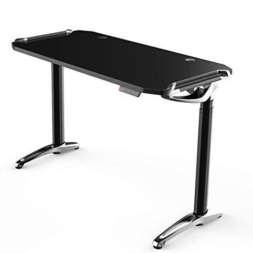 Kinsal Electric Height Adjustable Sit To Stand Gaming Desk Aluminium Alloy Computer Desk Table Standing Desk, Racing Table E-sports Durable Ergonomic Comfortable PC Desk (Sliver)