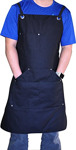 BroilPro Accessories Durable Goods - Deluxe Edition - Waxed Canvas Tool Apron - Upgraded with Padded Straps, Quick Release Buckle & Dual Hammer Loops, Adjustable M to XXL
