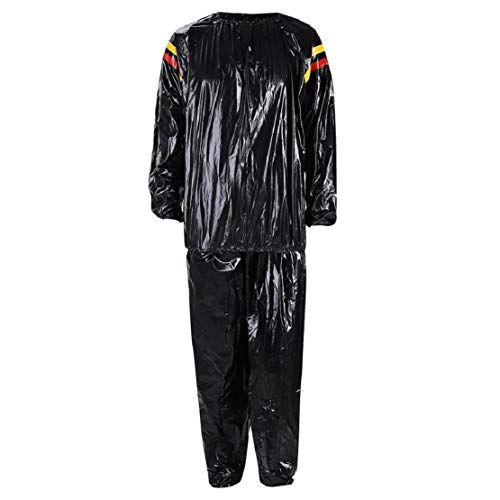 Men's Sauna Suit Exercise Gym Sweat Suit Fitness Weight Loss Anti-Rip Training Thermal Sweat Suit by Lowprofile Black