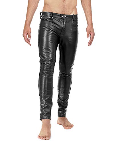 Bockle® 1991 Röhre leather pants Men jeans Tube Skinny Slim Fit Man, Size: W33/L34 at Amazon