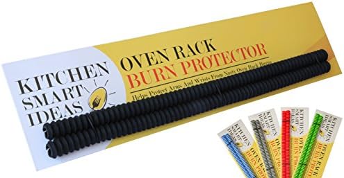 Silicone Oven Rack Burn Protector, High Heat Resistant, Prevent Nasty Arm and Wrist Burns, Food Grade, by Kitchen Smart Ideas, Set of 2, 5 Color Variations (Black)
