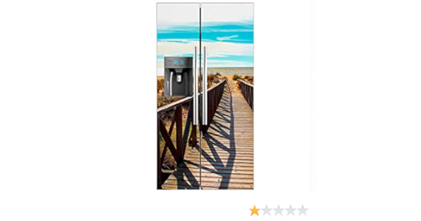 Vinilo Frigorífico Americano Puente Madera Playa | 91X177cm ...