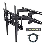 TV Wall Mount Bracket With Full Motion Articulating Dual Arm Swivel Tilt Fit For 20"-55"LCD, LED And Plasma Flat Screen TVs VESA Up To 400x400mm and 115lbs Including HDMI Cable and Level