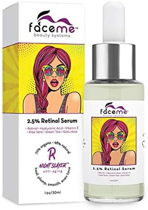 FACEME, 2.5% Retinol Serum - Anti Aging Serum - Retinol Moisturizer with Hyaluronic Acid, Vitamin A, E, & Green Tea - Natural & Organic Retinol Serum - Reduce Forehead Wrinkle & Boost Collagen, 1 oz