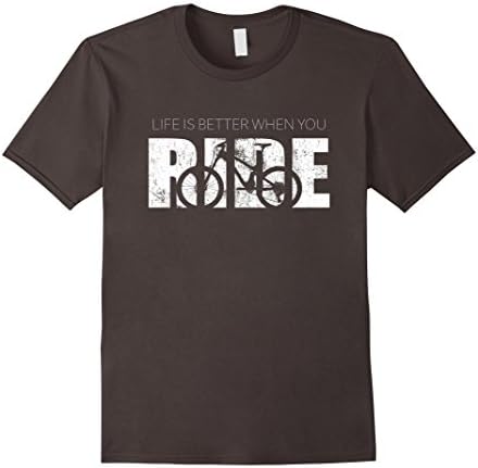 Mens Life is Better When You Ride Vintage MTB T Shirt XL Asphalt