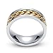 Topick Men's Stainless Steel 18k Gold Plated Wide 8mm Spinner Chain-Shaped Ring (11)