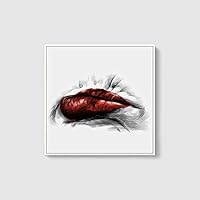 Framed Canvas Wall Art Sexy Lips Canvas Prints Home Artwork Decoration for Living Room,Bedroom - 16x16 inches