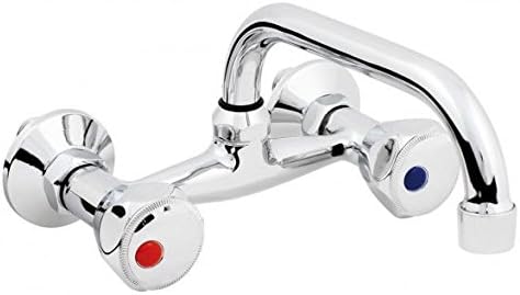 Chromed Brass Bathroom Kitchen Basin Wall Mounted Mixer Faucet 20cm C-Type Spout