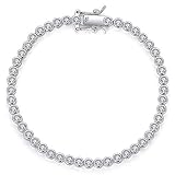 Womens Bracelets for Women - CZ Tennis Bracelets for Girls 18K Rhodium Plated Never Hook Clothes Silver Bracelets Bezel-Setting, Great for Wife,Friend Gifts, 6.7"&7.5" Can Choice