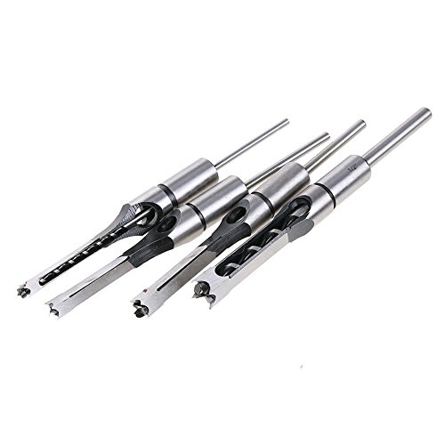 image for ZKer 4Pcs Woodworking Square Hole Drill Bit Sets Wood Mortise Chisel T