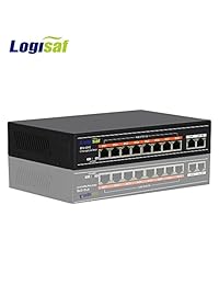 Logisaf Switch de 10 puertos PoE no administrado 10   100Mbps Fast Ethernet Switch con 8 puertos PoE
