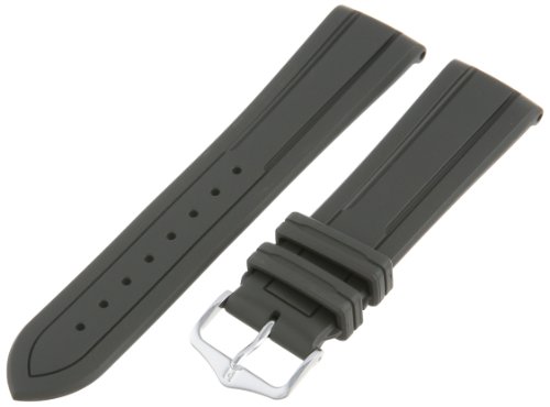 Hirsch 22mm Rubber Watch Strap, Color:Grey (Model: 404588-30-22)