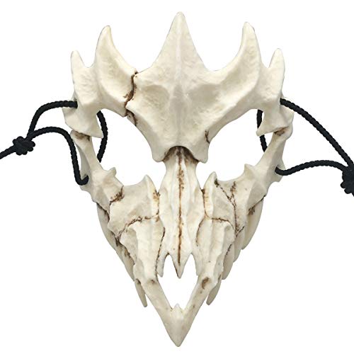 Nincee Japanische Halloween-Maske, Tiger Cosplay-Maske - Harz Halbgesicht Weißer Schädel Gruselige Maske, Dekorative…