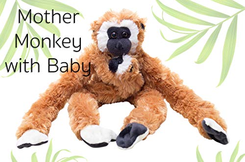 32-Inch Hanging Brown Monkey Stuffed Animal With Baby - Monkey Toy With Specially Designed Ultra Sof - //coolthings.us