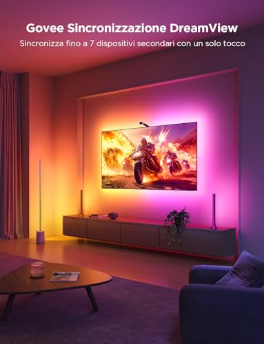 Govee LED TV Backlight 3 Lite with Fish-Eye Correction Function, Aplicable to 55-65 Inch TV, 3.6M RGBICW WiFi LED TV Lights with Camera, 4 Colors in 1 Lamp, Voice Control and APP