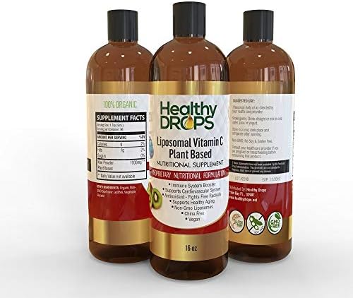Vitamin C Liquid Supplement, Real Vitamin C 13X Stronger - 1000mg Liposomal Fruit Based Extract, Non-GMO, Vegan - 96 Doses - 16 Ounces