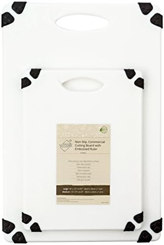 Vettore Commercial Cutting Board Set With Non Slip Embossed Ruler in Centimeters And Inches Dishwasher Safe BPA Free Large And Medium Size (Set of 2)